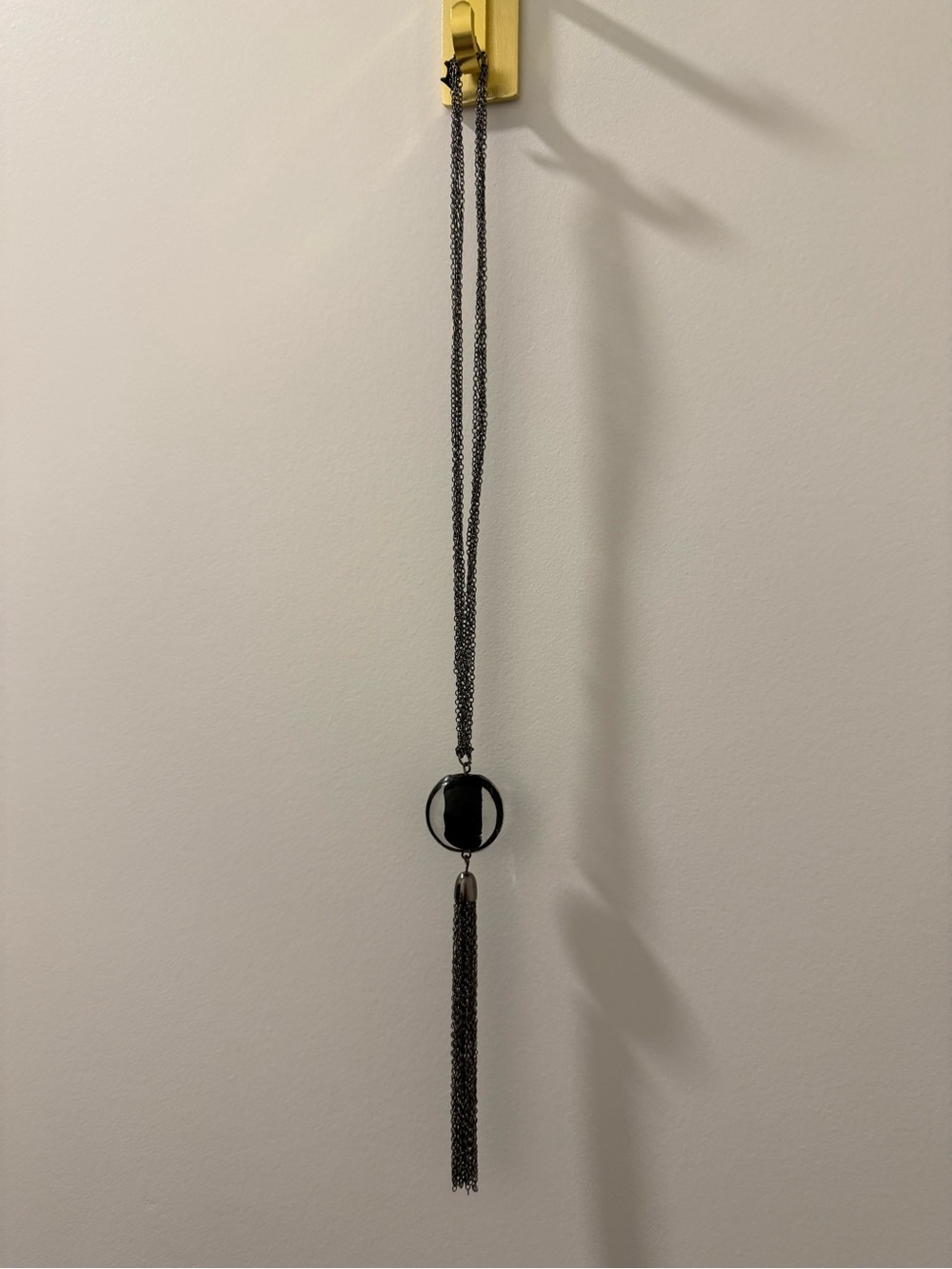Long Black Tassel Pendant Necklace for Women